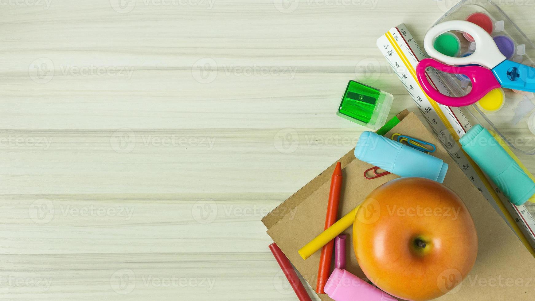 Back to school concept image colorful background. photo