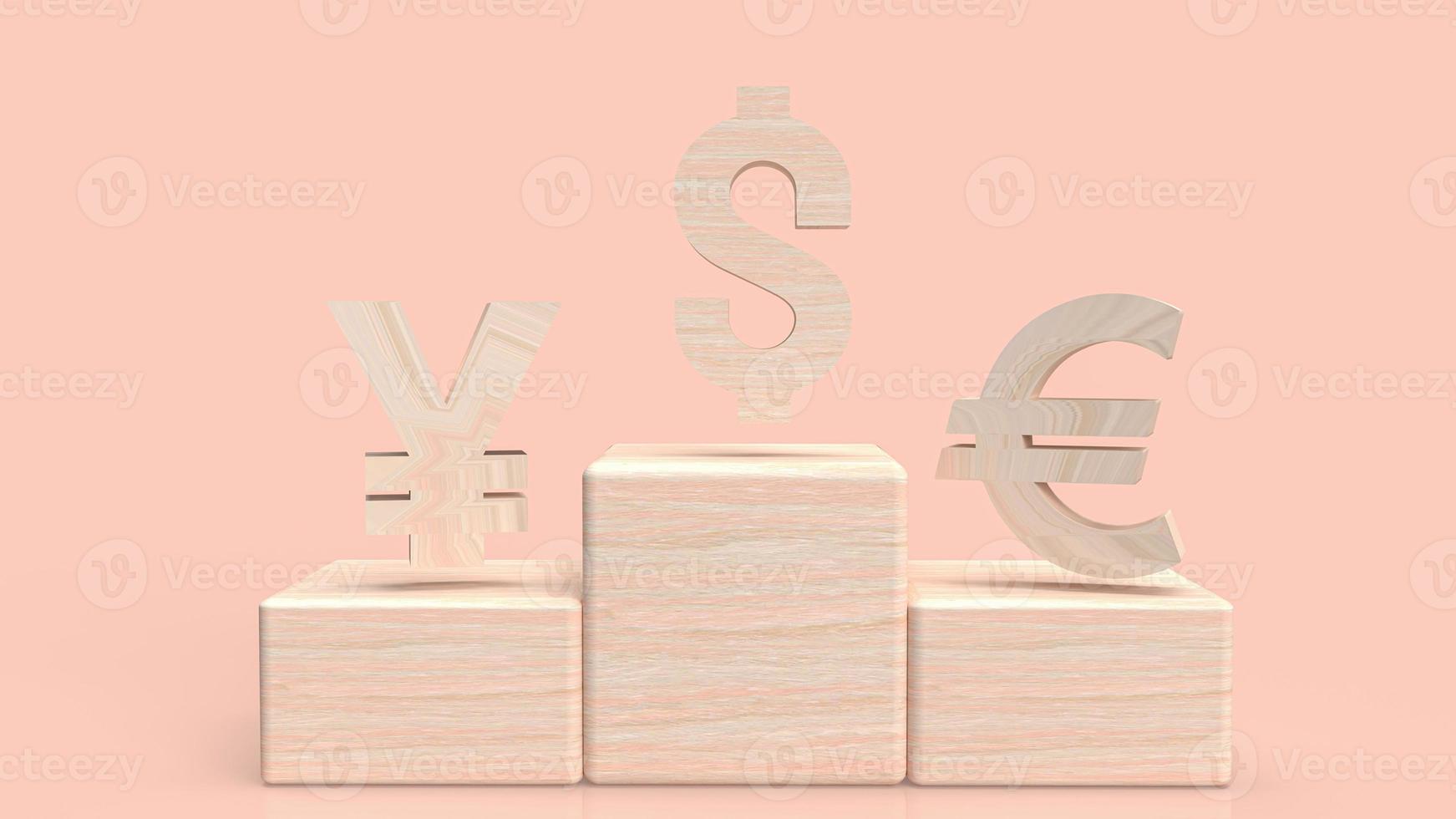 The wood money symbol for business concept 3d rendering photo