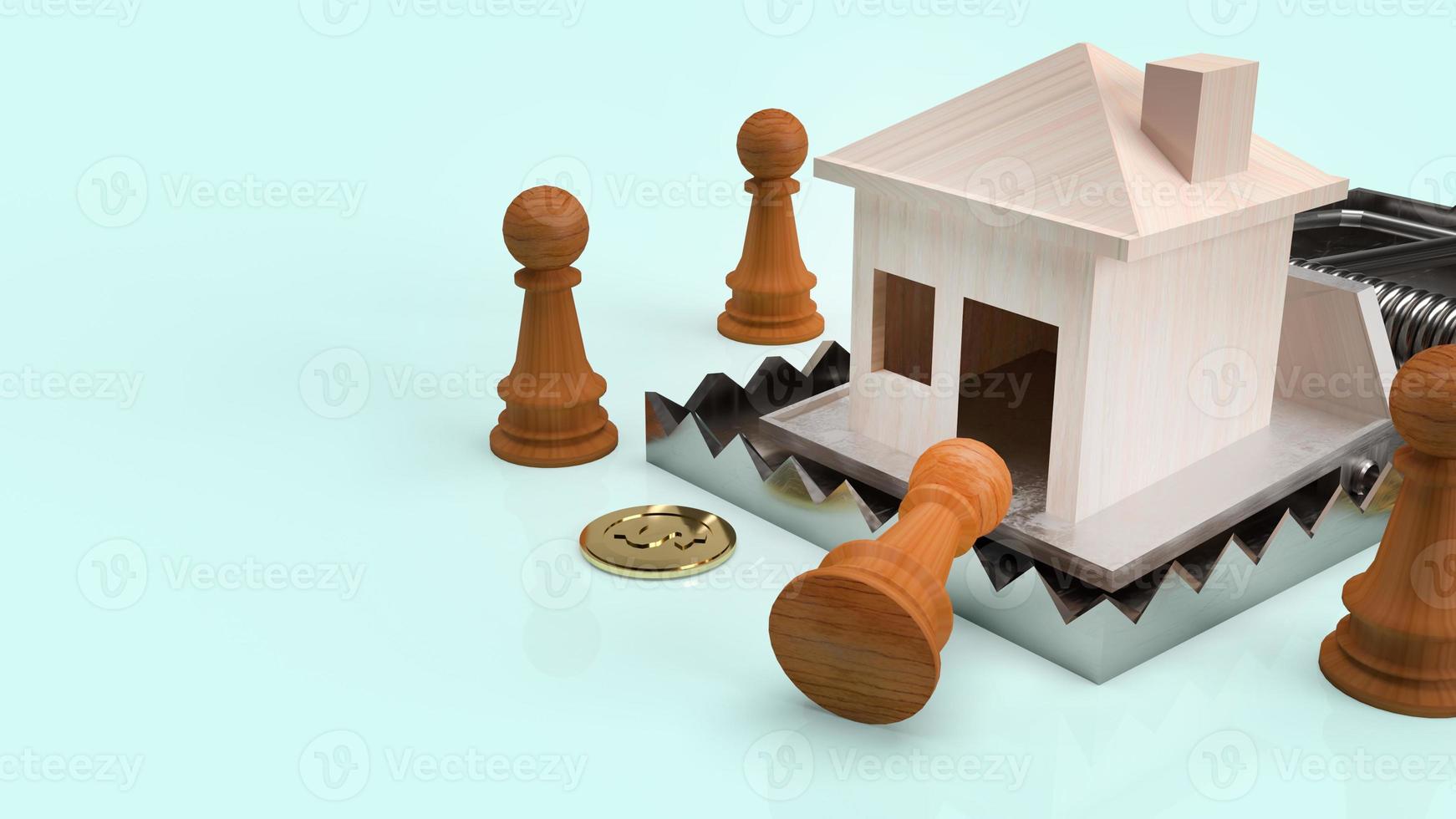 wood house  in mouse trap 3d rendering  business concept photo