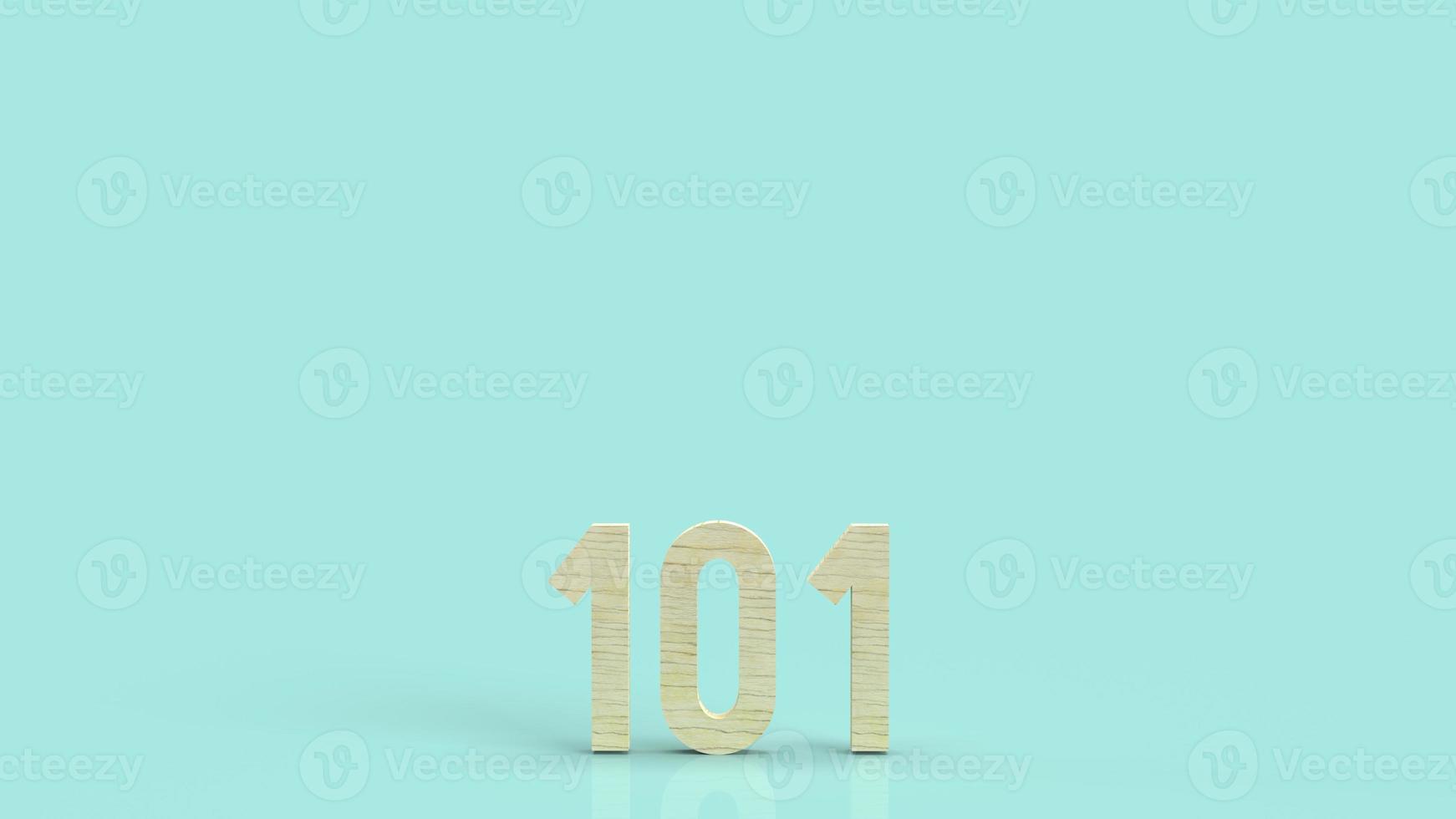 101 wood number 3d rendering on blue background symbol for beginner concept photo