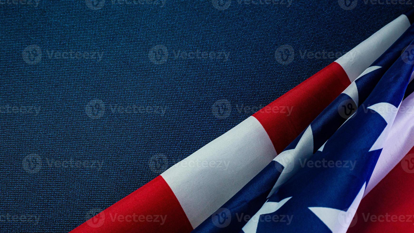 American flag on blue  independence day content. photo