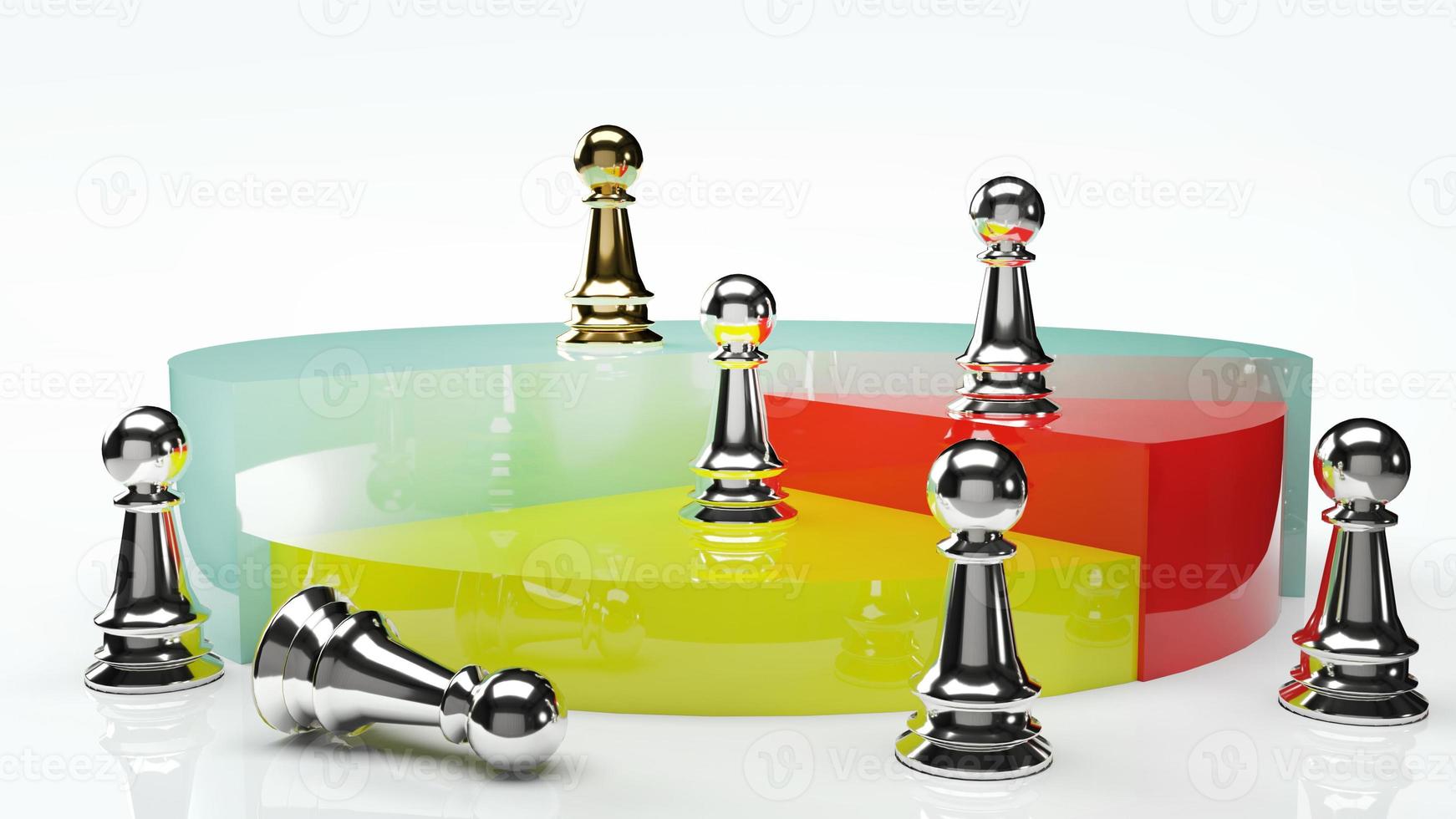 pie chart and chess for business content 3d rendering photo