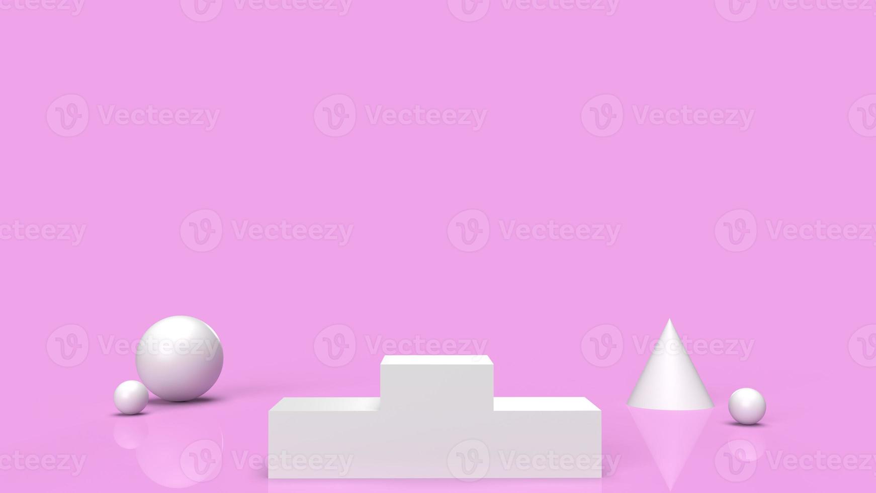 white Podium platform on pink background 3d rendering. photo