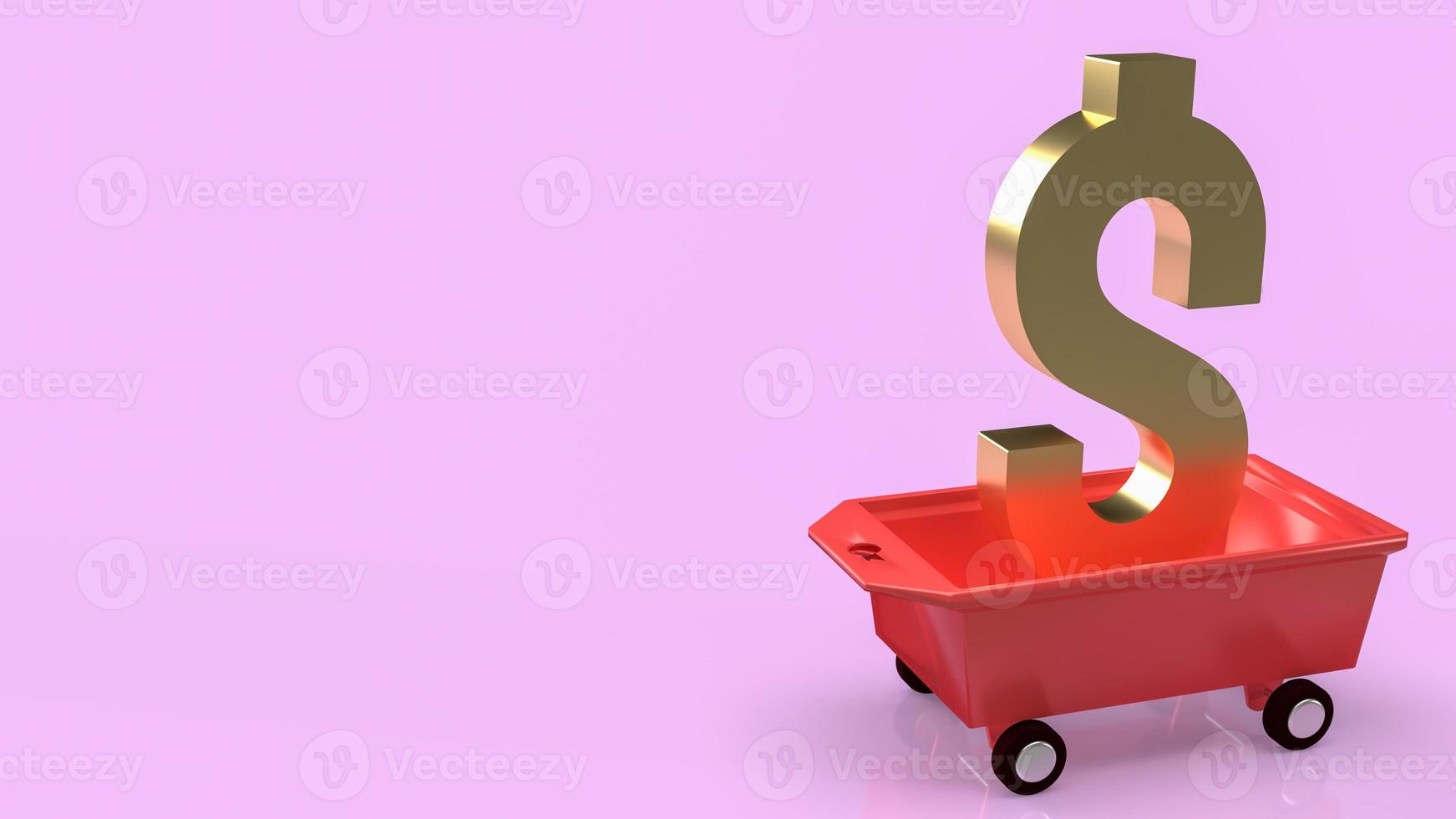 The gold money symbol on trolley cart for business concept 3d rendering photo