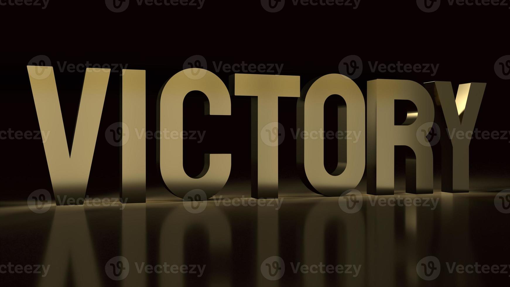 The victory text gold surface in black background 3d rendering. photo