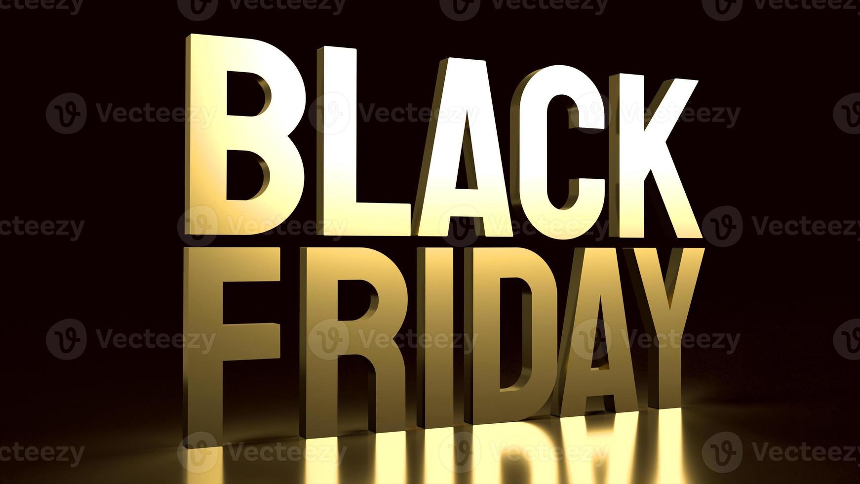 gold Black Friday text on black background for holiday shopping  3d rendering. photo