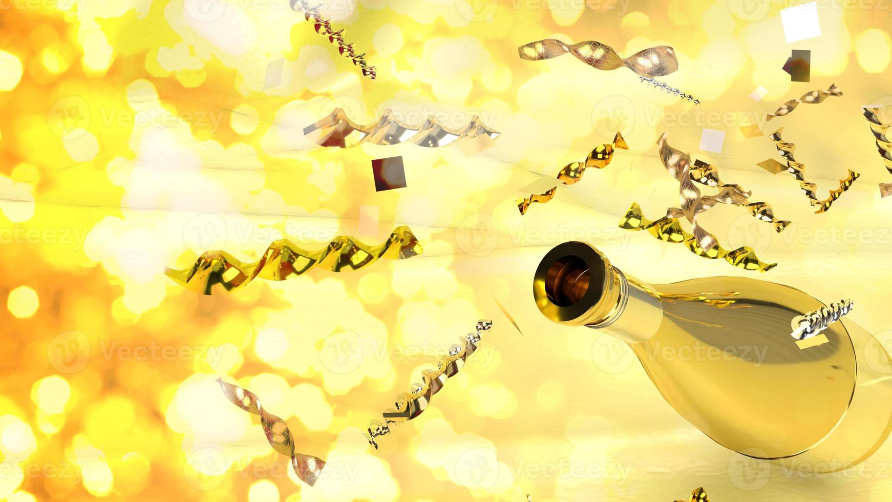 The gold champagne 3d rendering for celebrate concept. photo