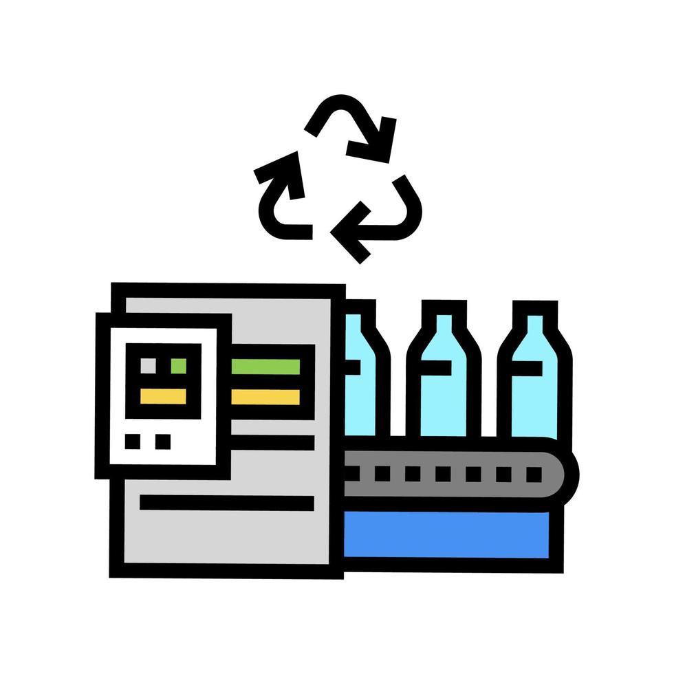 Ilustración de vector de icono de color de transportador de reciclaje de plástico