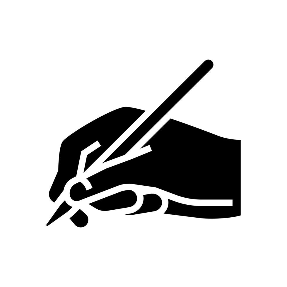 writing hand hold pen glyph icon vector illustration