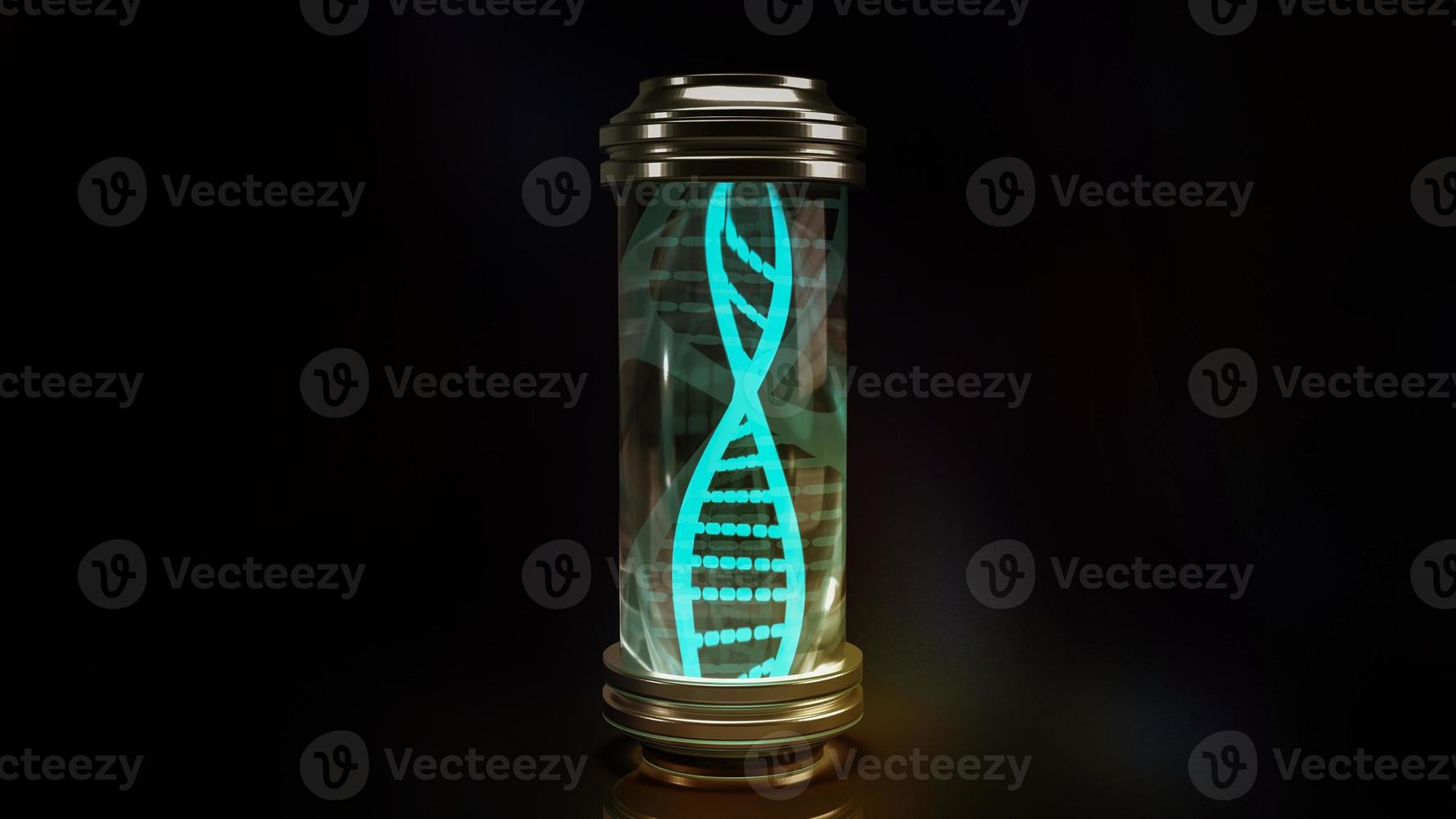 The dna in glass tube for sci and medical content 3d rendering. photo