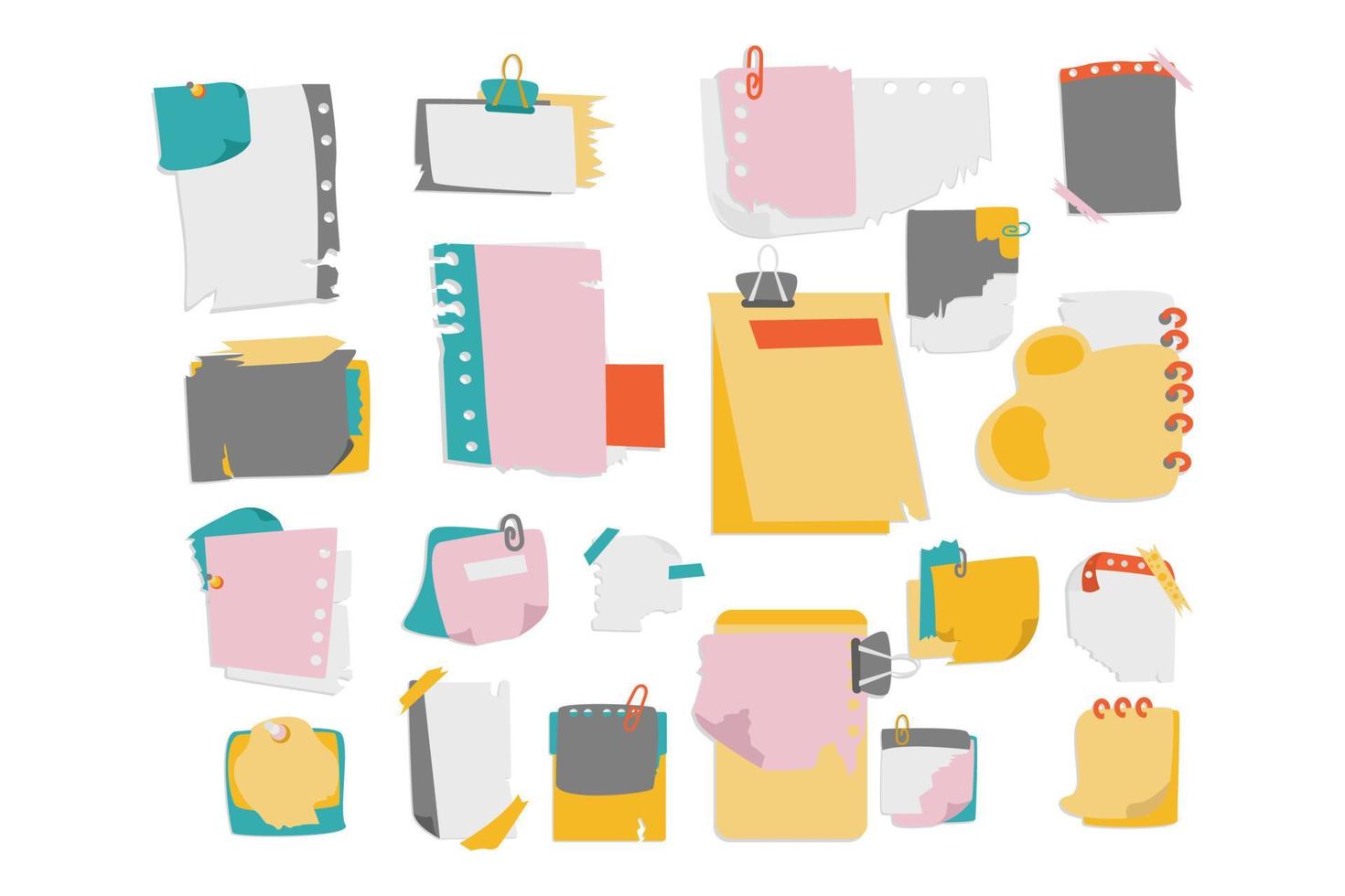 paper note or sticky note vector illustration set