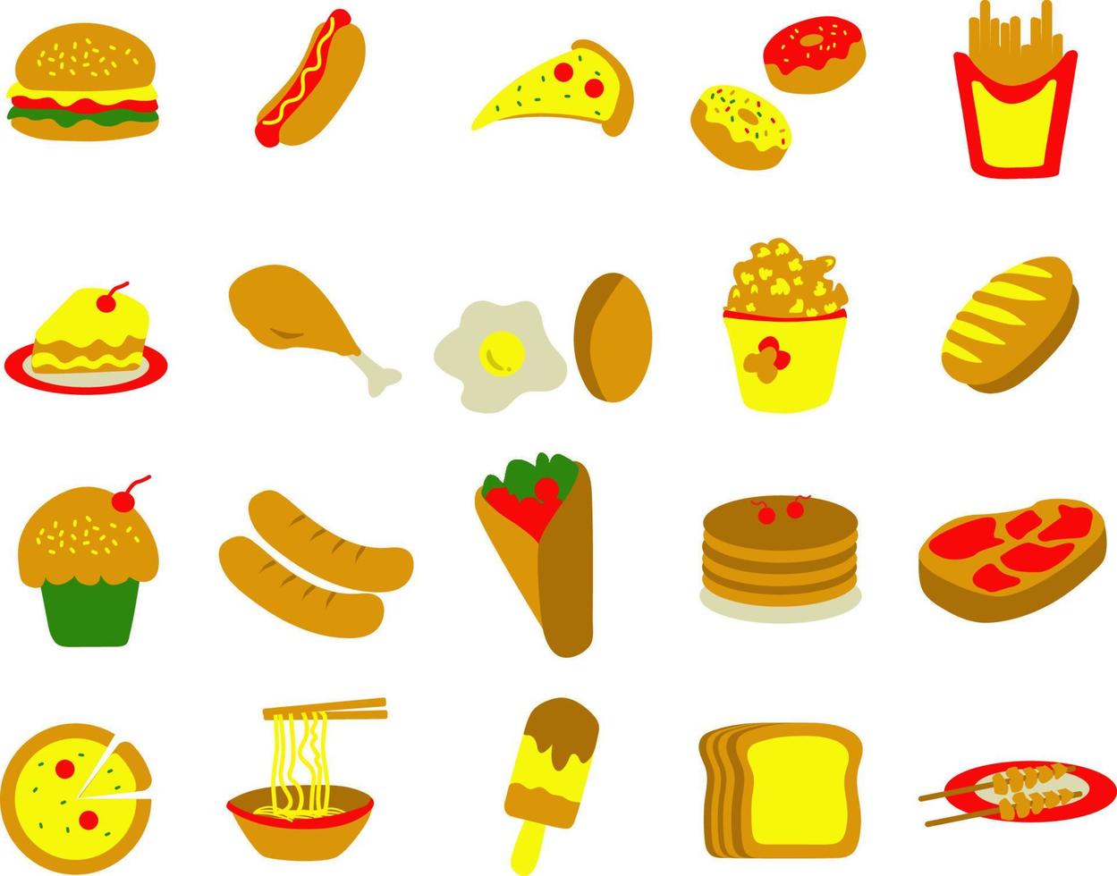 fast food vector illusration set flat style