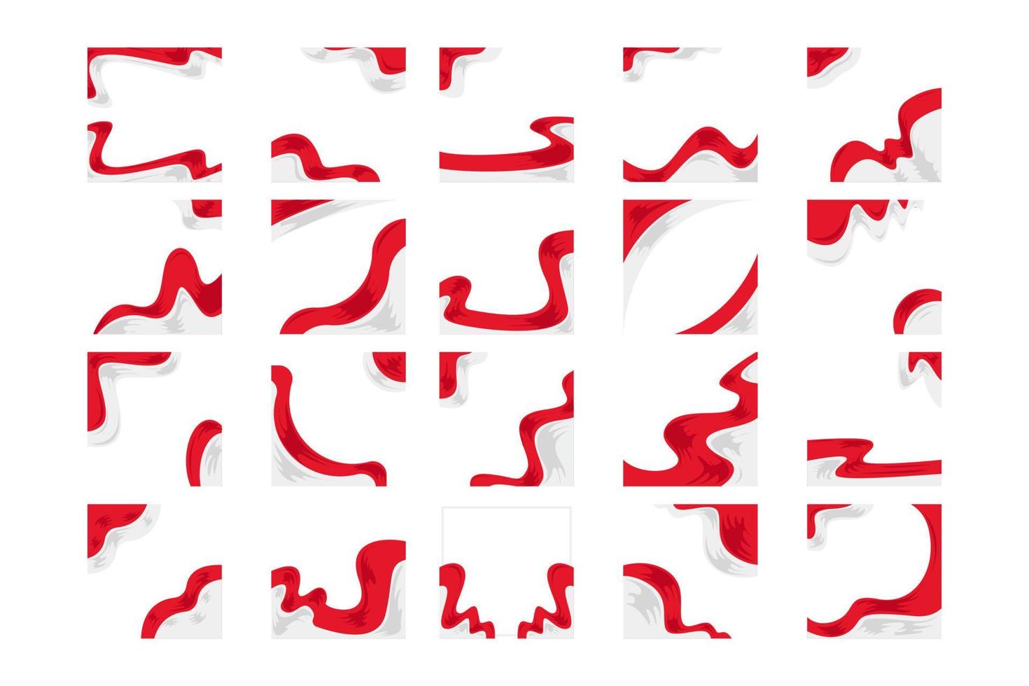 indonesia flag ribbon frame vector illustration set