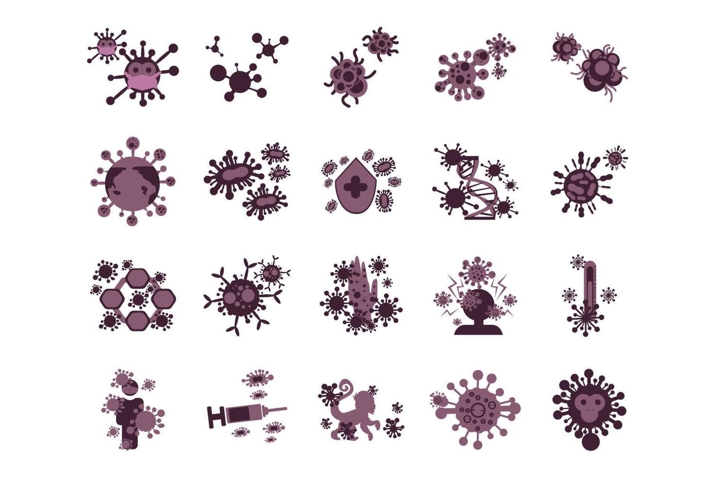 monkeypox virus vector illustration set flat style