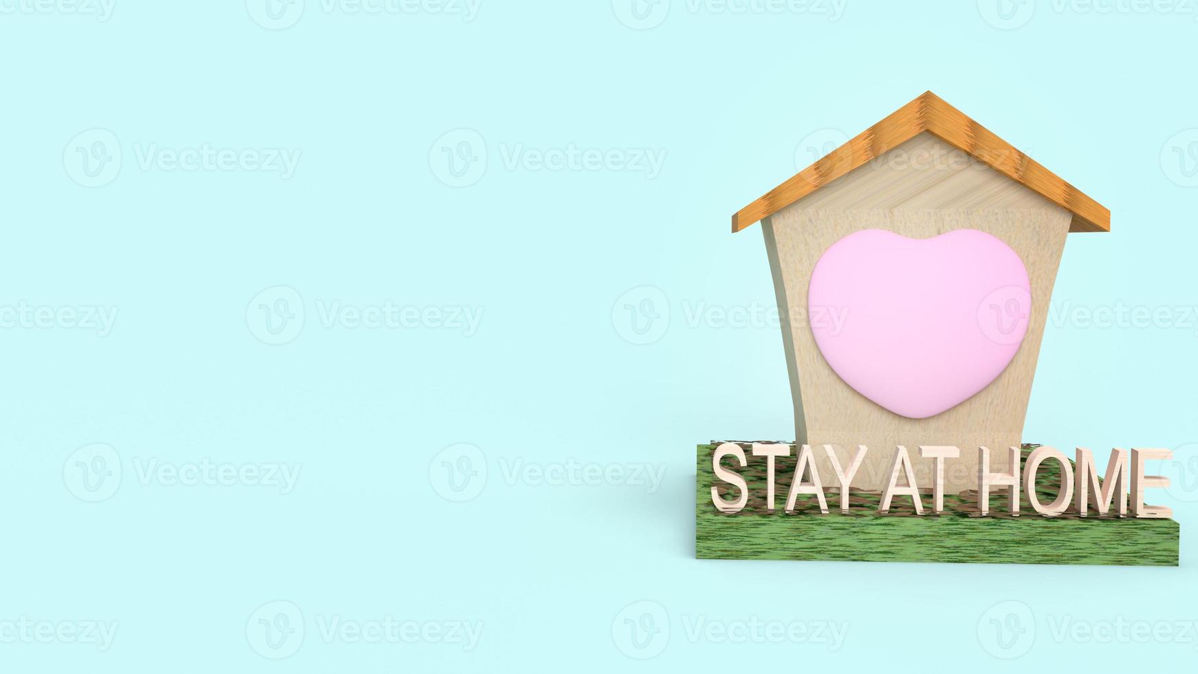 home wood toy and text  stay at home 3d rendering for  quarantine content. photo