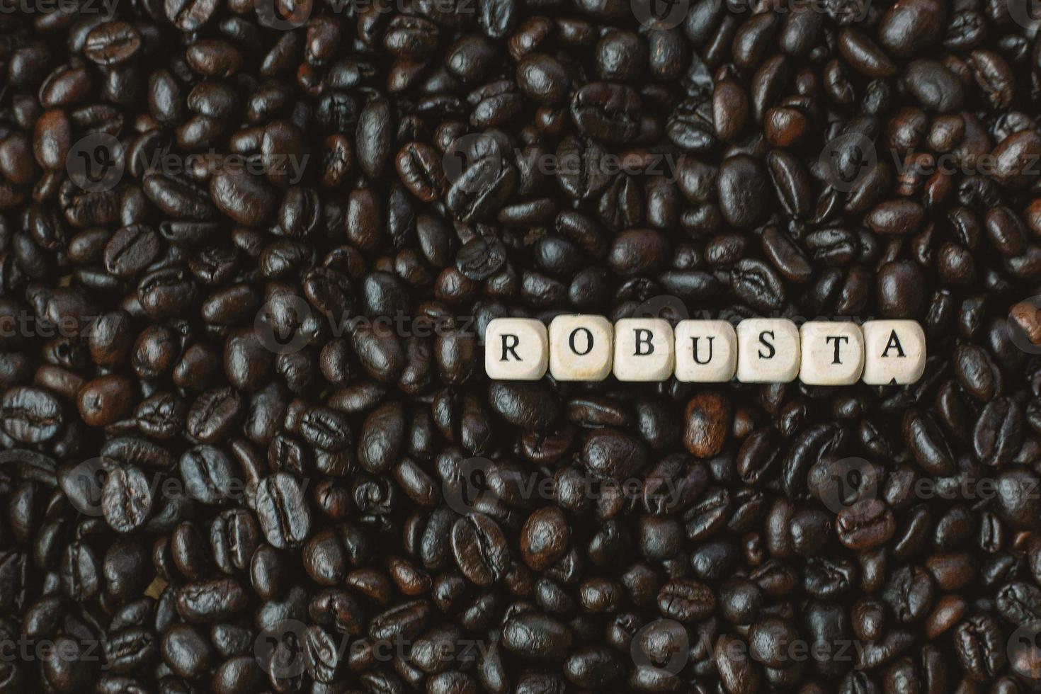coffee roasted and text wood cube close up image. photo