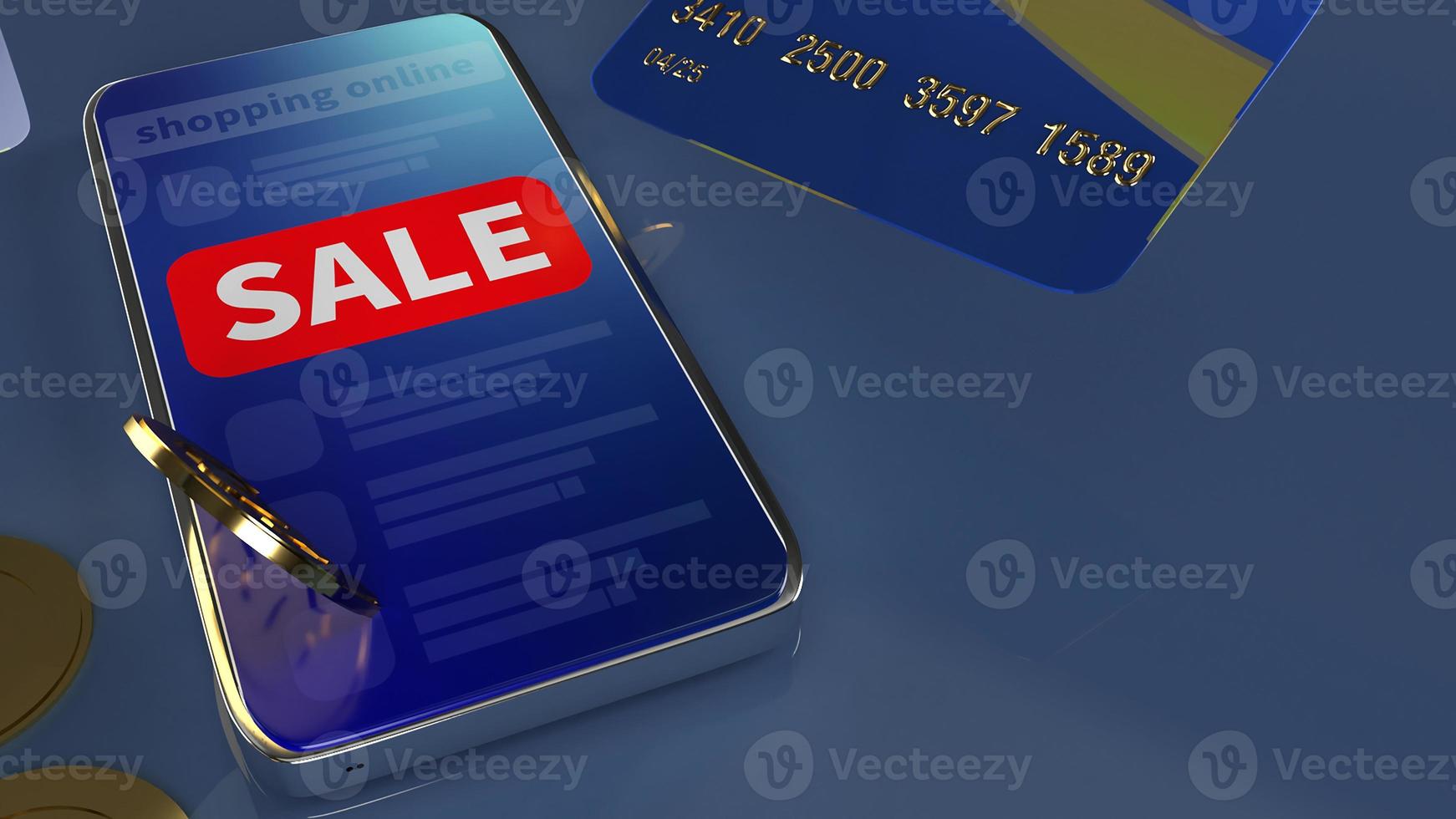smartphone and credit card for shopping online concept 3d rendering photo