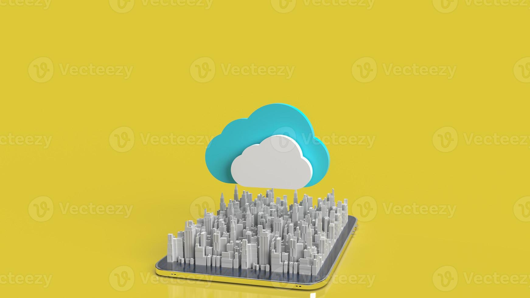 The cloud and city on tablet  for technology network content 3d rendering photo