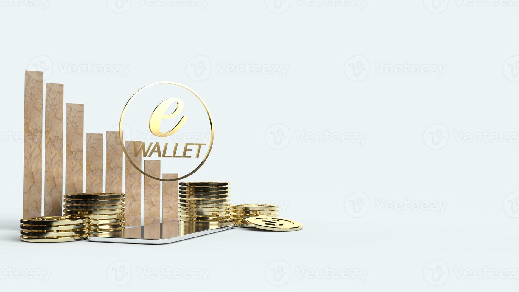 The mobile symbol e wallet  and gold coins 3d rendering for e business concept. photo