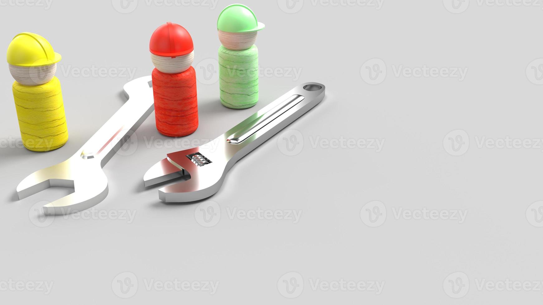 wooden toy and wrench on blue  3d rendering for labour day content photo
