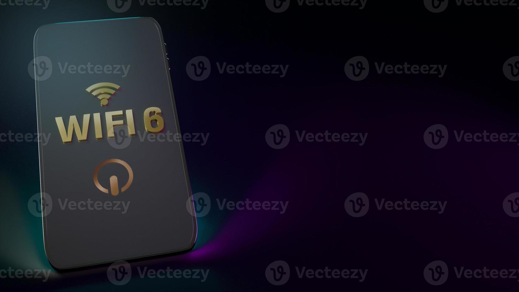 wifi6 word on smart phone  3d rendering for networking content. photo