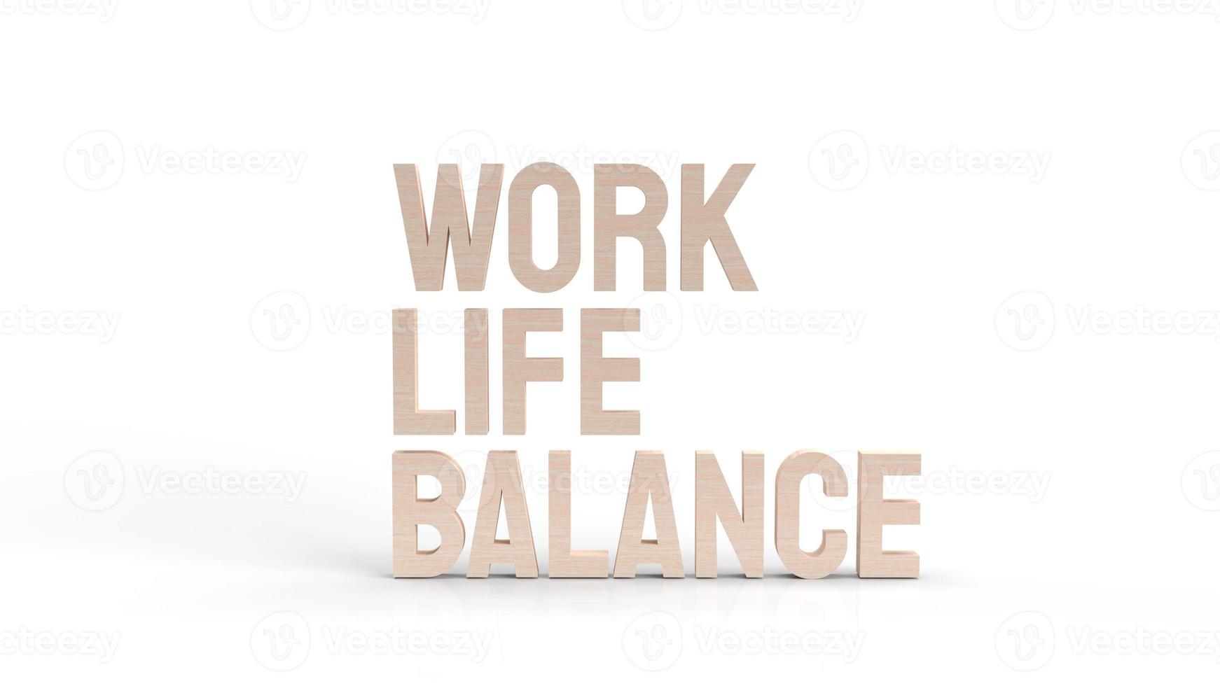 work life balance text  3d rendering. photo