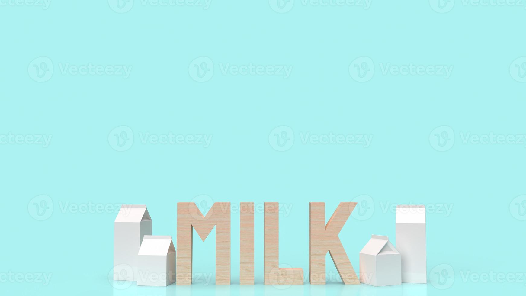 milk text and box for food content 3d rendering. photo