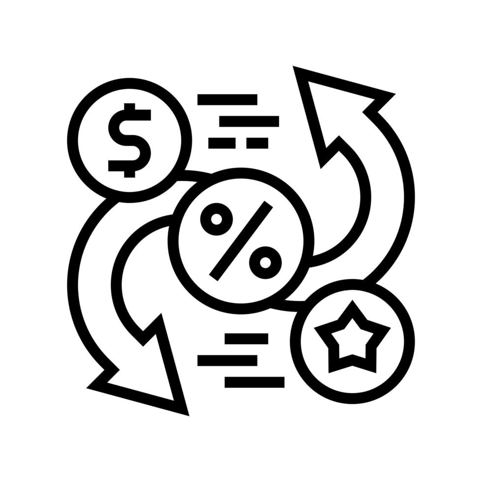 cambiar dinero en la ilustración de vector de icono de línea de bonificación
