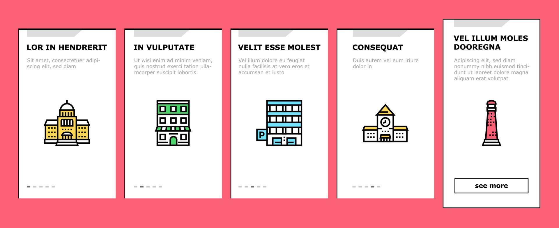 Building Architecture Onboarding Icons Set Vector
