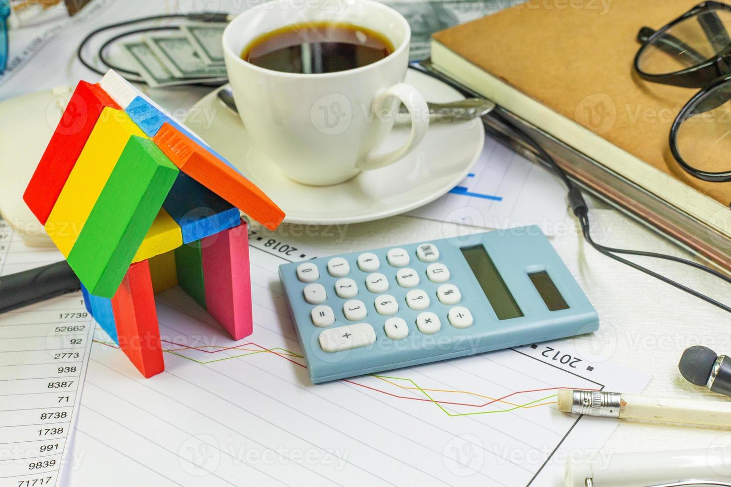 A Home toy on business work table close up image. photo