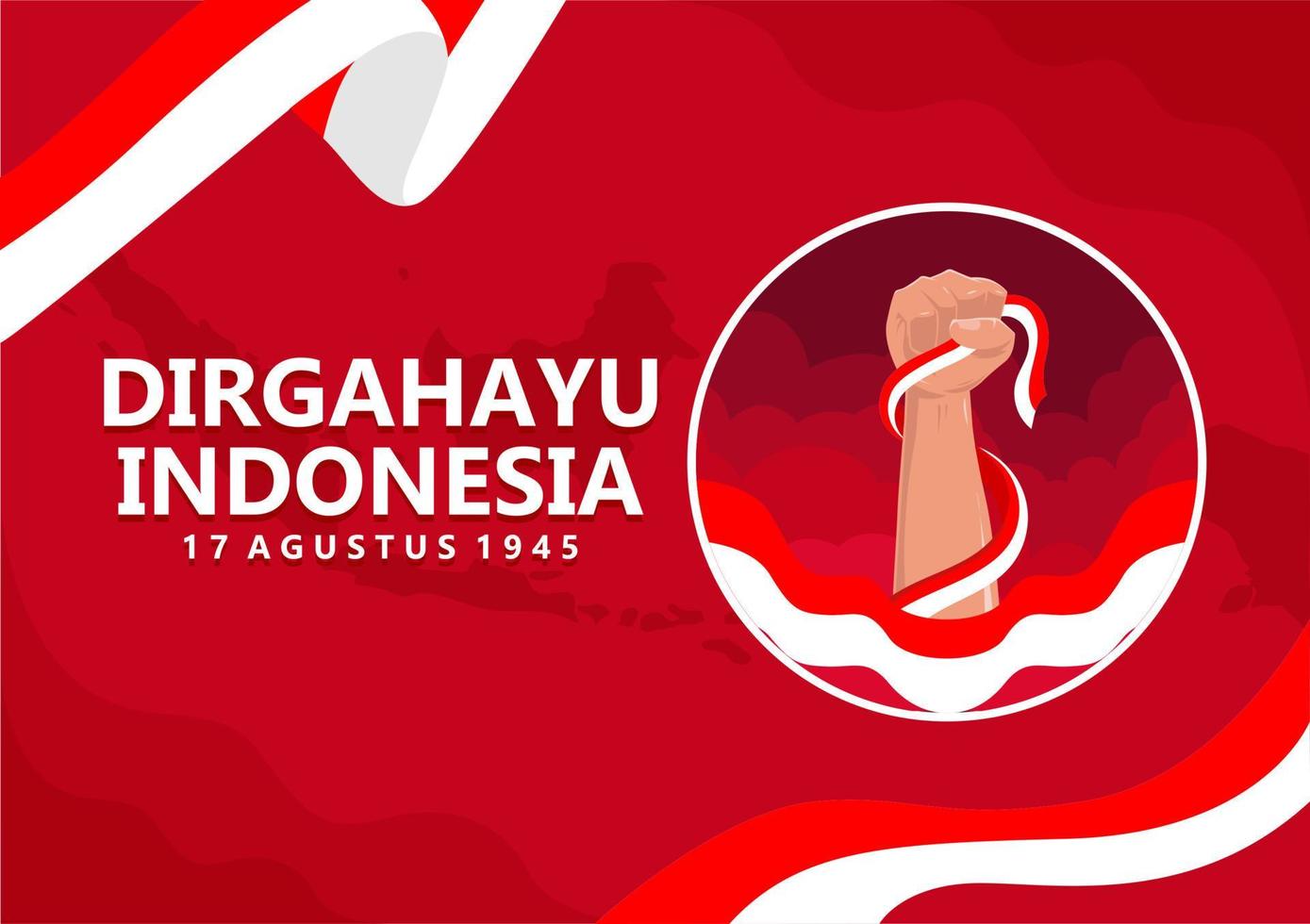 feliz día de la independencia de la ilustración vectorial de indonesia. símbolo de tema rojo y blanco de la bandera del país. apto para banner de plantilla, póster, telón de fondo, fondo. pasos vectoriales 10. vector