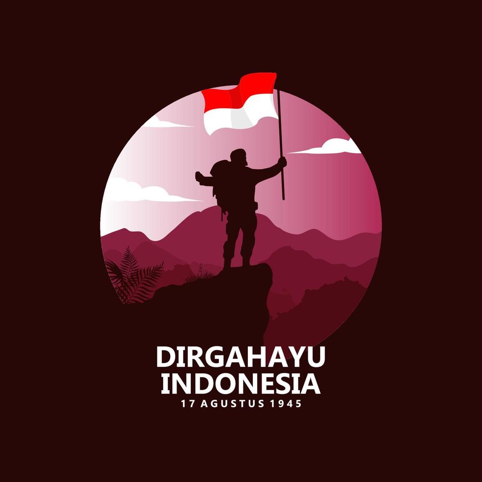 feliz día de la independencia de la ilustración vectorial de indonesia. símbolo de tema rojo y blanco de la bandera del país. apto para banner de plantilla, póster, telón de fondo, fondo. pasos vectoriales 10. vector