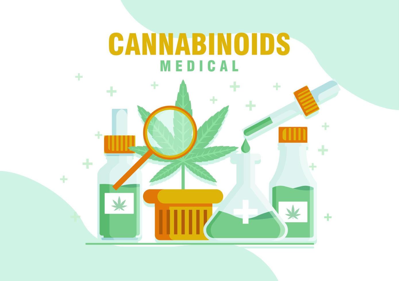 ilustración de cannabinoides. médica de la ilustración plana de cannabis. estilo de diseño plano. color moderno de la atención médica. pasos vectoriales 10 vector