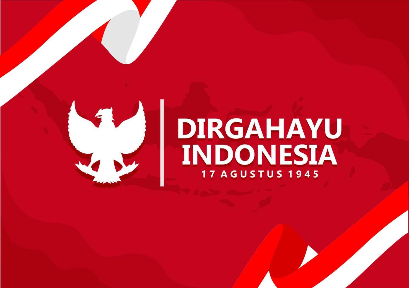 feliz día de la independencia de la ilustración vectorial de indonesia. símbolo de tema rojo y blanco de la bandera del país. apto para banner de plantilla, póster, telón de fondo, fondo. pasos vectoriales 10. vector