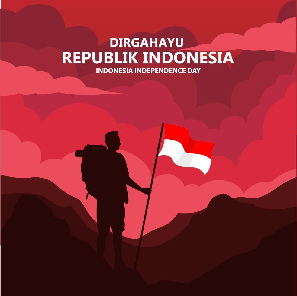 Happy Independence Day of Indonesia Vector Illustration. Red and White theme symbol of country flag. Fit for template banner, poster, backdrop, background. Vector eps 10.