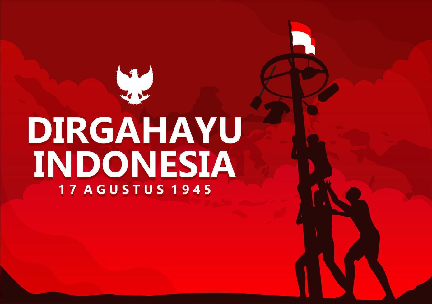 Happy Independence Day of Indonesia Vector Illustration. Red and White theme symbol of country flag. Fit for template banner, poster, backdrop, background. Vector eps 10.