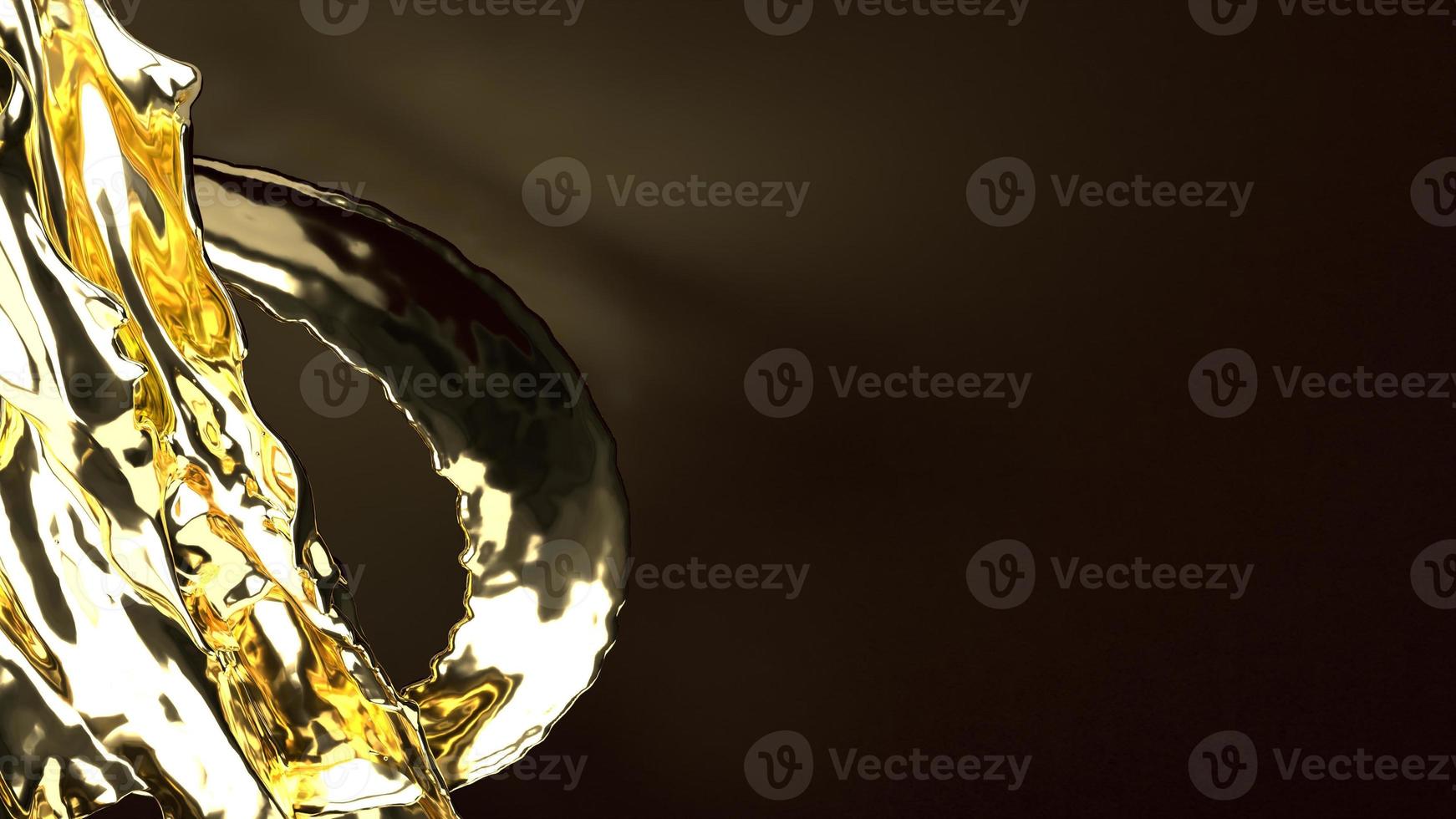 gold liquid on black  3d rendering for  abstract background. photo