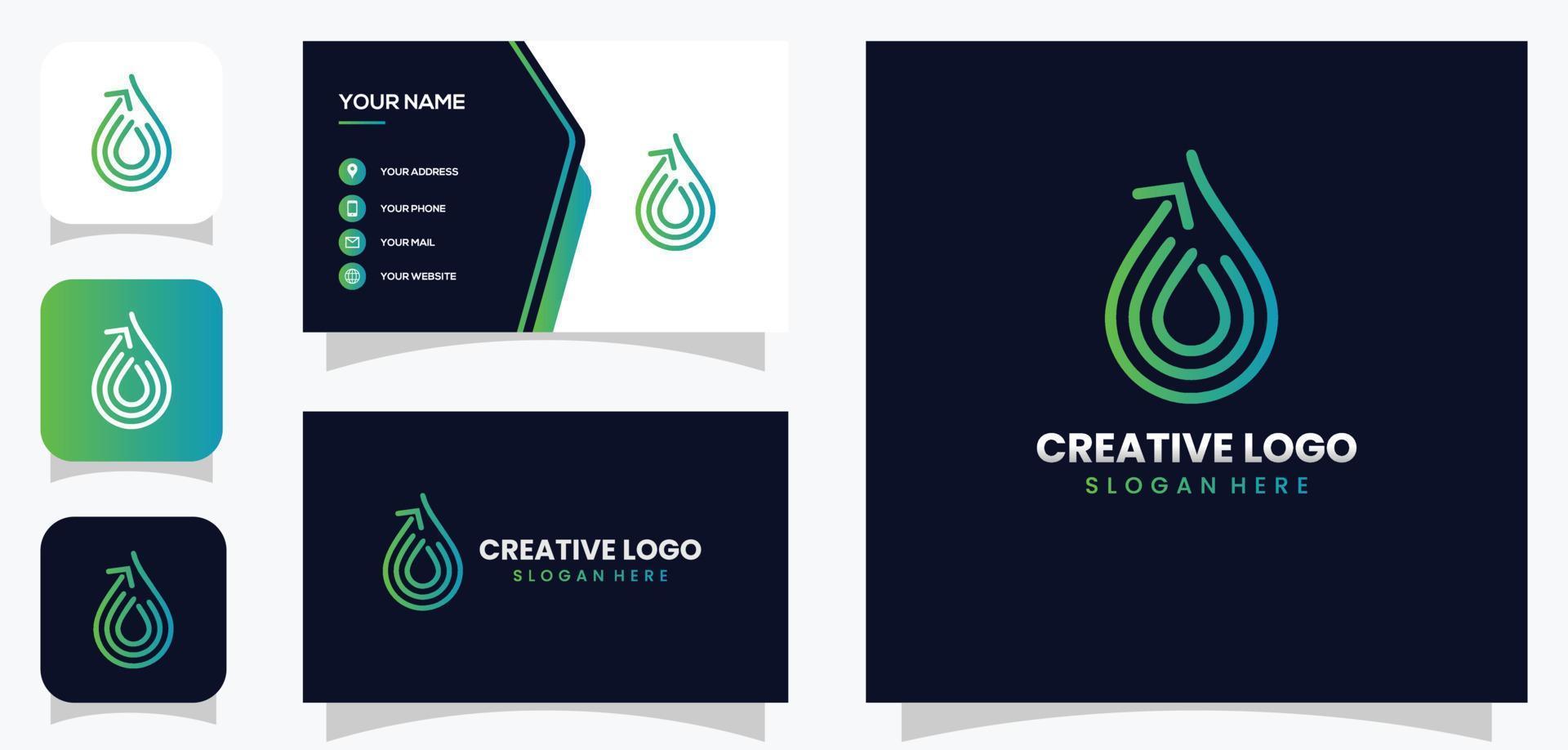 vector graphic of water drop and arrow logo concept, this logo is good for investment, accounting and industrial companies