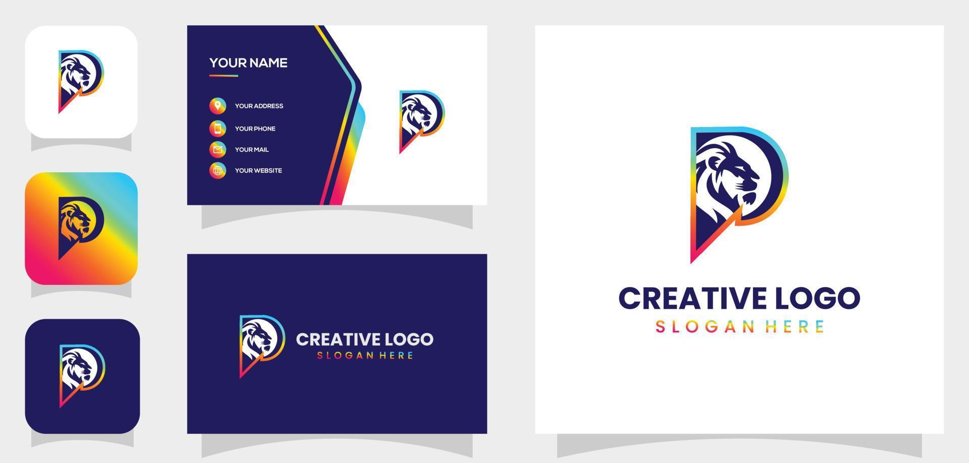 Bold, strong and modern illustration logo design initial letter P combined with lion's head, make your company look bold and strong. vector