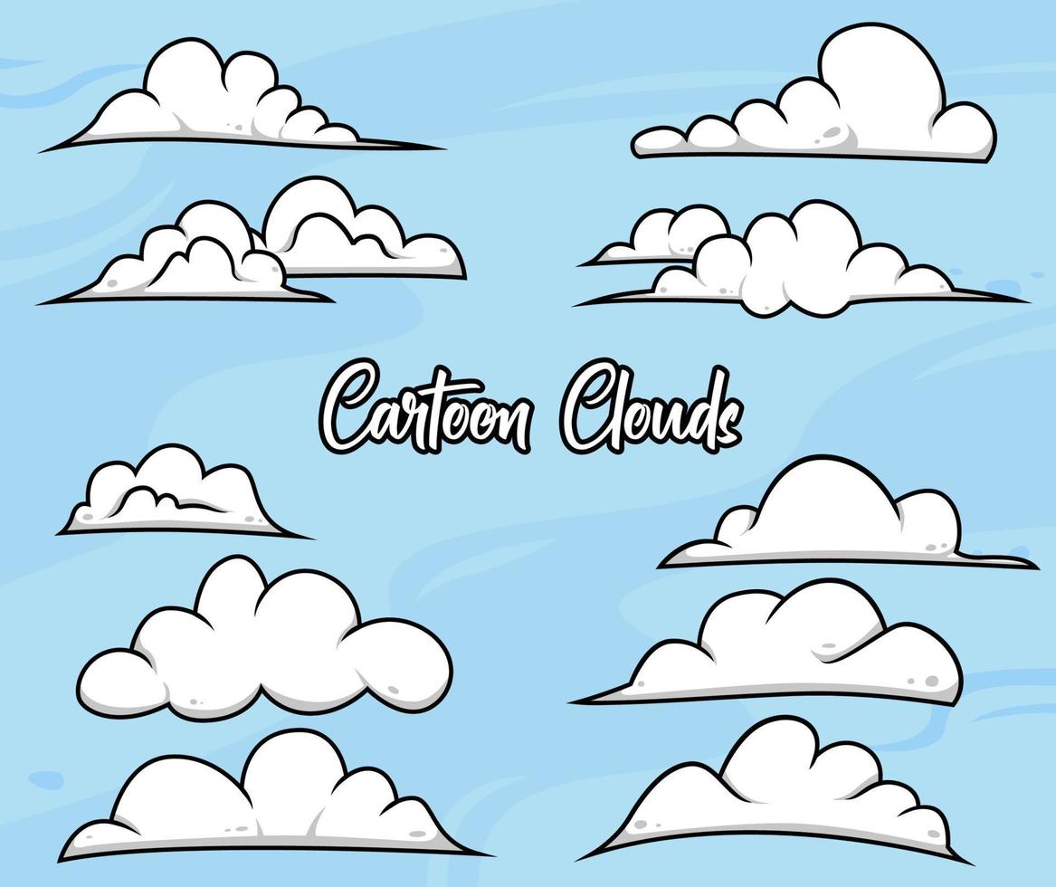 ilustración de conjunto de vectores de colección de nubes de dibujos animados blancos