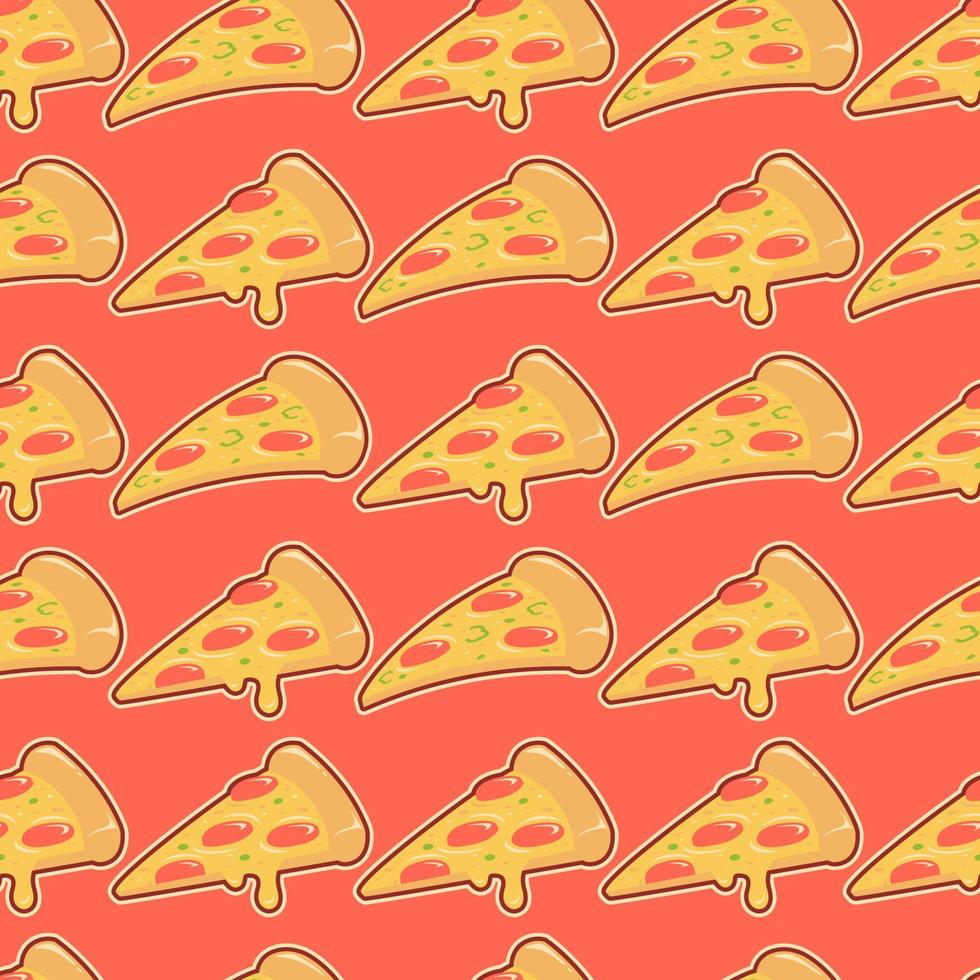 pizza slice with melting cheese seamless pattern background vector