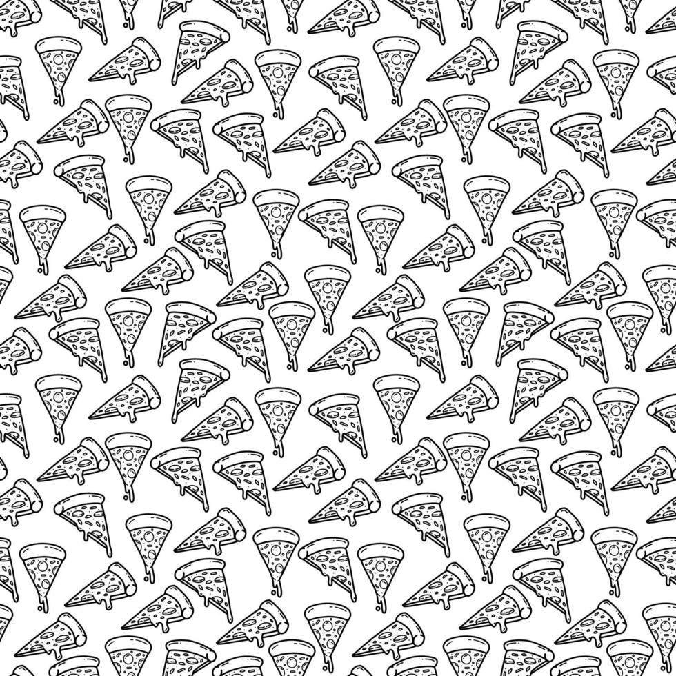 hand drawn doodle melting pizza slice seamless pattern background vector