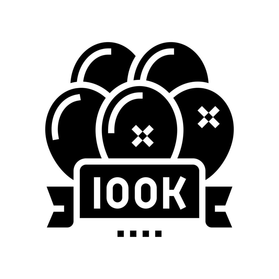 100k party celebration balloons glyph icon vector illustration
