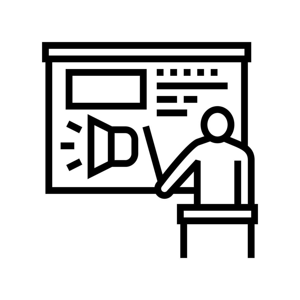 presentation pr line icon vector illustration