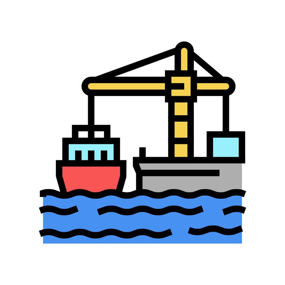 Ilustración de vector de icono de color de máquina de puerto de cargador de grúa