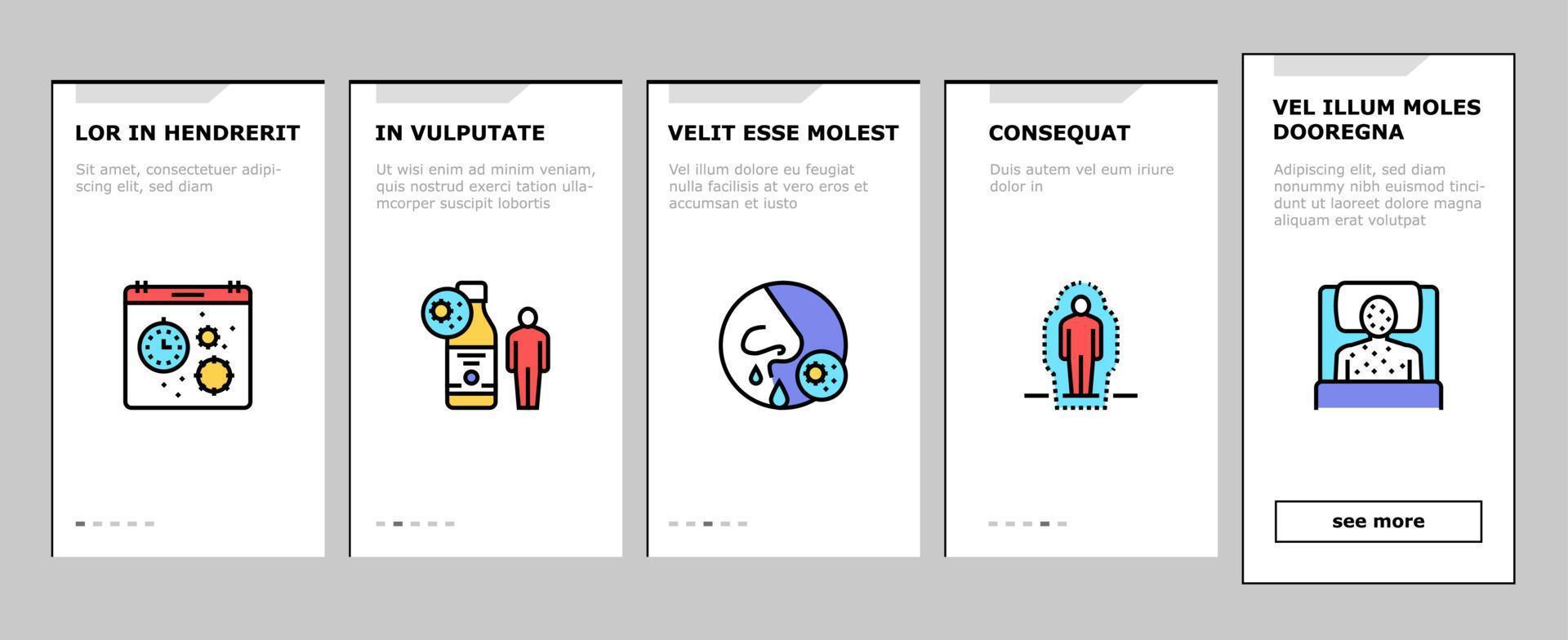 Chicken Pox Disease Onboarding Icons Set Vector