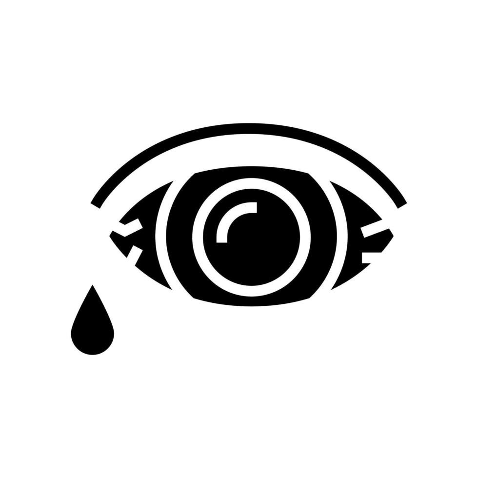 ojo que fluye lágrimas glifo icono vector ilustración