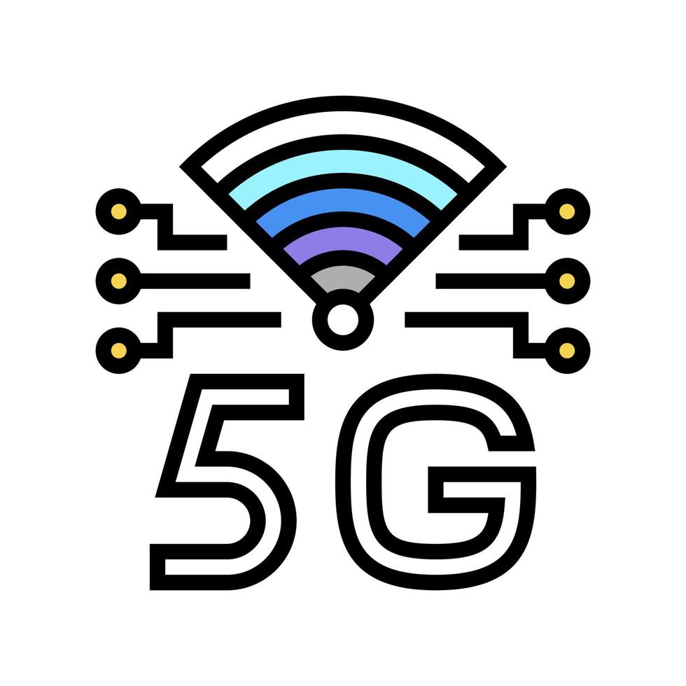 Ilustración de vector de icono de color de red de alta velocidad 5g