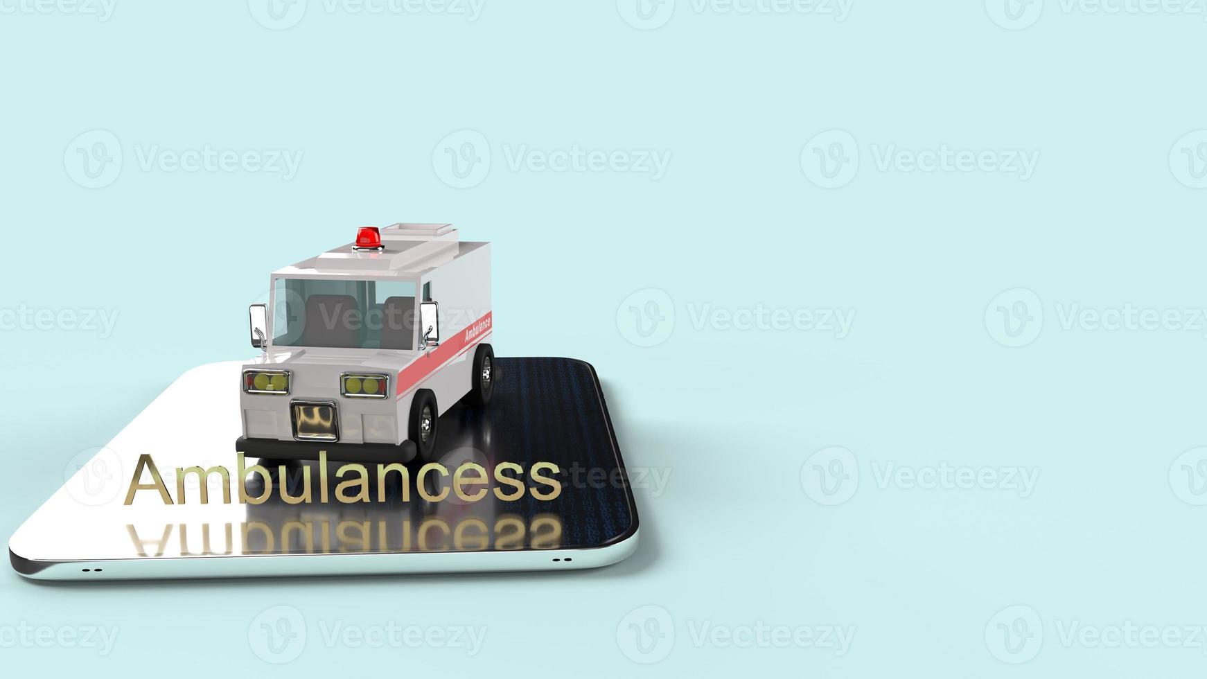 ambulance car  and tablet  3d rendering for  health care  applications. photo