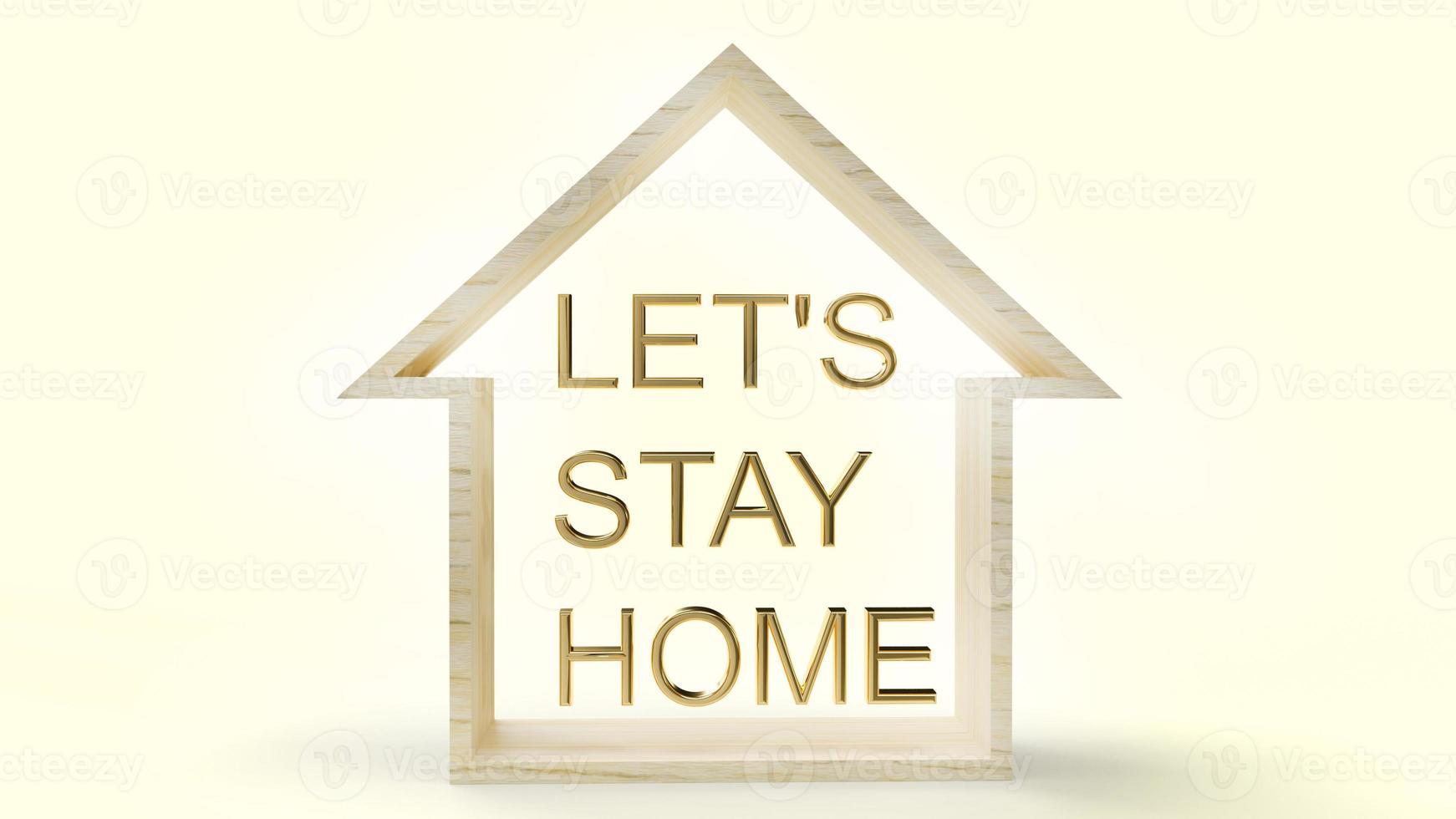 wood toys home and gold text  3d rendering photo